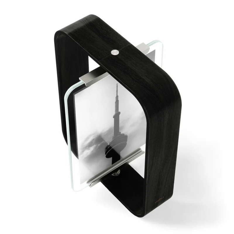Umbra Tischbilderrahmen Bellwood, Bilderrahmen für 10x15 oder 13x18 cm, Holz, Schwarz, 1019922-040