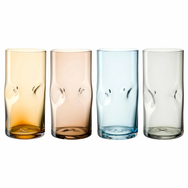 Leonardo Trinkgläser Set Vesuvio 4-tlg., Trinkbecher, Kalk-Natron-Glas, Mehrfarbig, 330 ml, 077380