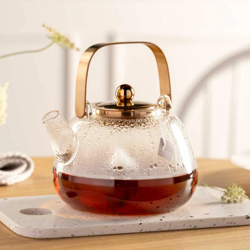 Leonardo Teekanne Tè per Te, Kanne mit Siebeinsatz, Glas, Metall, Klar, 1.2 L, 077383