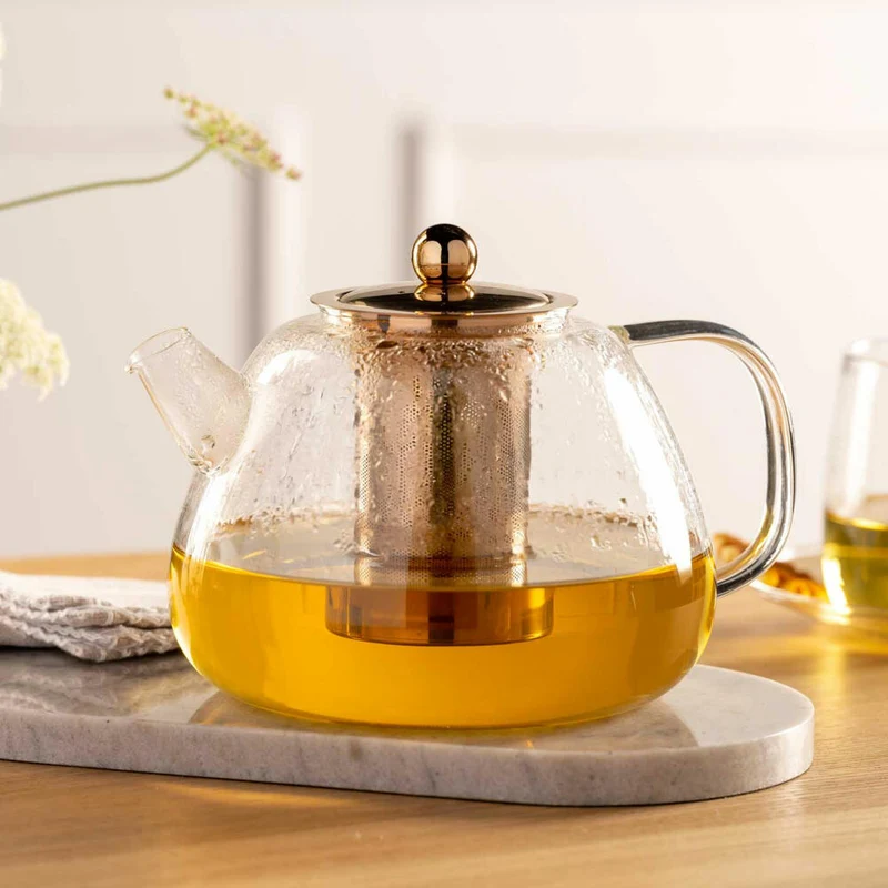 Leonardo Teekanne Tè per Te, Kanne mit Siebeinsatz, Glas, Metall, Klar, 1.5 L, 077384