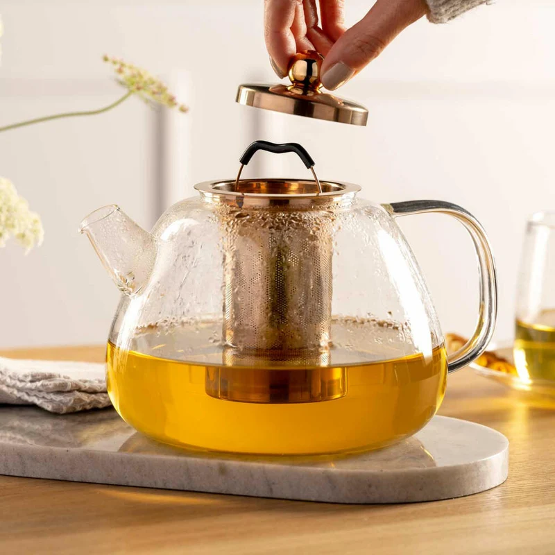 Leonardo Teekanne Tè per Te, Kanne mit Siebeinsatz, Glas, Metall, Klar, 1.5 L, 077384