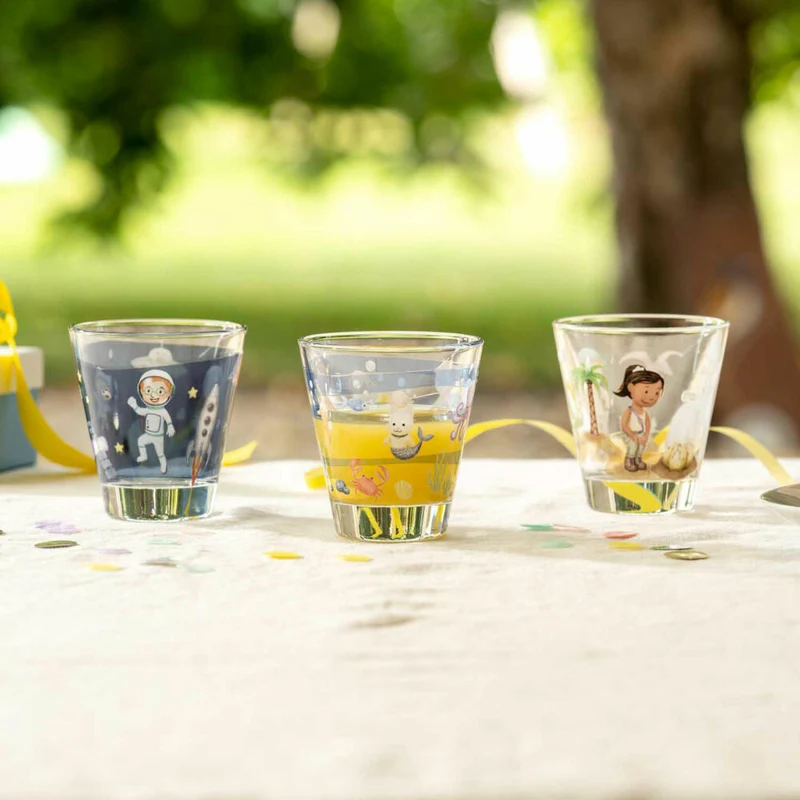 Leonardo Trinkglas Bambini Avventura Weltall, Trinkbecher, Kalk-Natron-Glas, Mehrfarbig, 215 ml, 044414