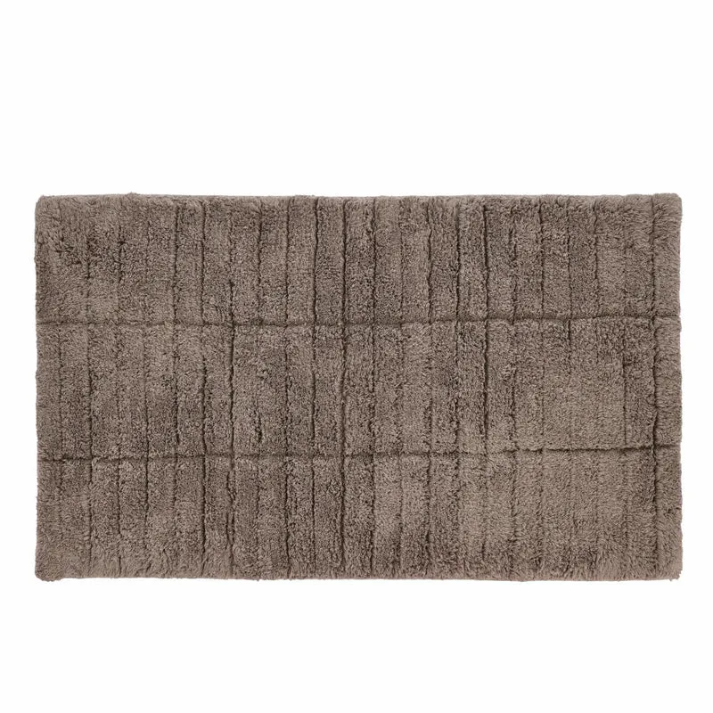 Zone Denmark Badematte Tiles, Badteppich, Badvorleger, Duschvorleger, Baumwolle, Taupe, 80 x 50 cm, 26452