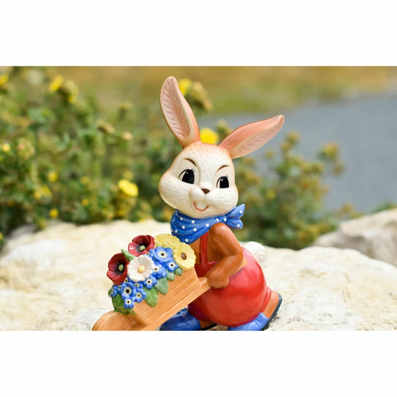 Goebel Figur Hasenjunge - So schön ist der Frühling, Steingut, Bunt, 25 cm, 66845581