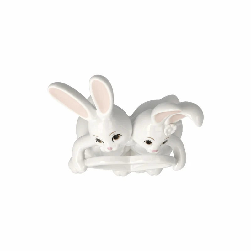 Goebel Figur Hasenpaar Snow White - Forever, Porzellan, weiß, 16 cm, 66845611