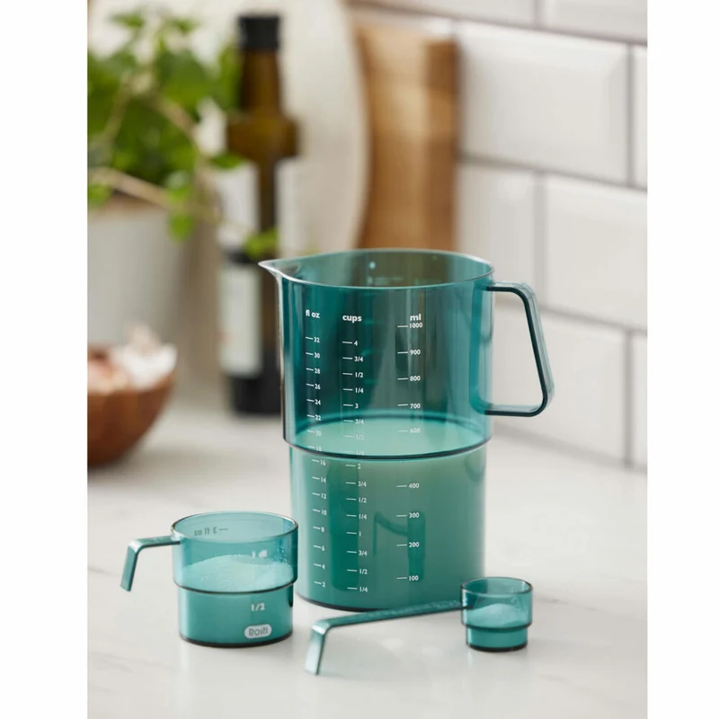 Rosti Mess-Set Mensura 3-tlg., 2 Messbecher, Messlöffel, SAN-Kunststoff, Nordic Green, 25895