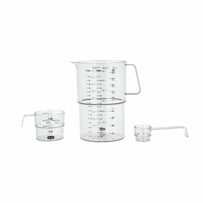 Rosti Mess-Set Mensura 3-tlg., 2 Messbecher, Messlöffel, SAN-Kunststoff, Klar, 25894