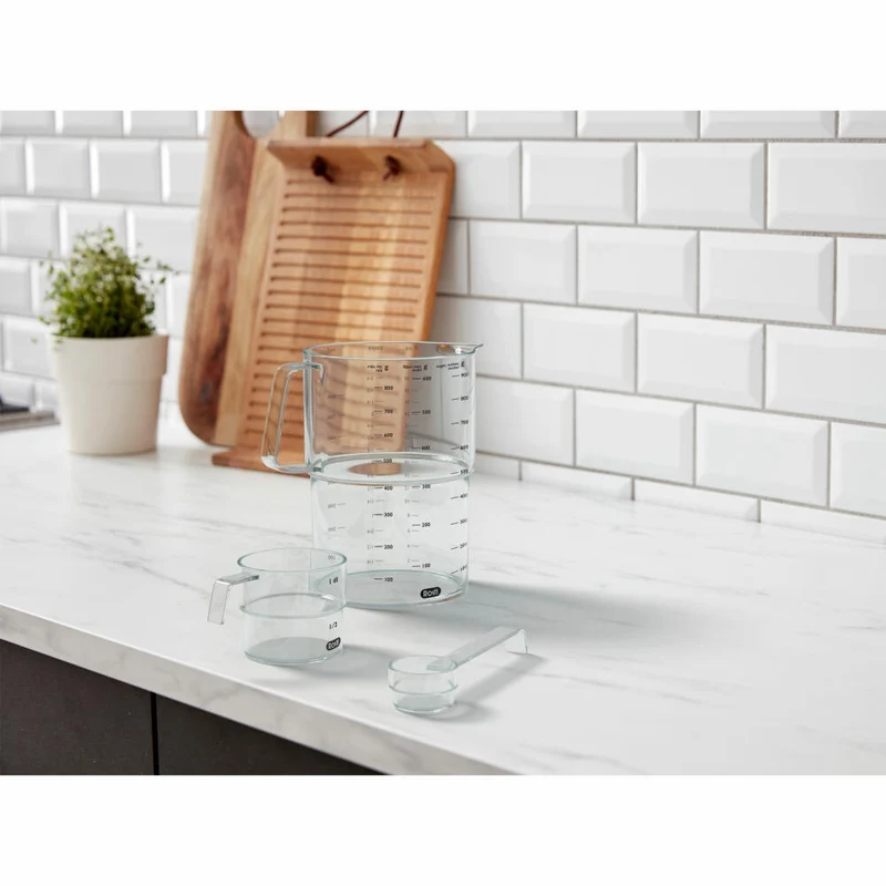 Rosti Mess-Set Mensura 3-tlg., 2 Messbecher, Messlöffel, SAN-Kunststoff, Klar, 25894