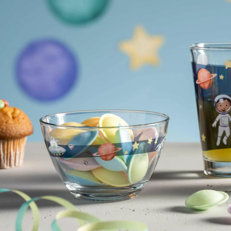 Leonardo Schale Bambini Avventura Weltall, Schüssel, Schälchen, Kalk-Natron-Glas, Mehrfarbig, 12 cm, 044416