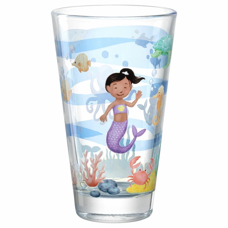 Leonardo Trinkglas Bambini Avventura Meer, Trinkbecher, Kalk-Natron-Glas, Mehrfarbig, 300 ml, 044417