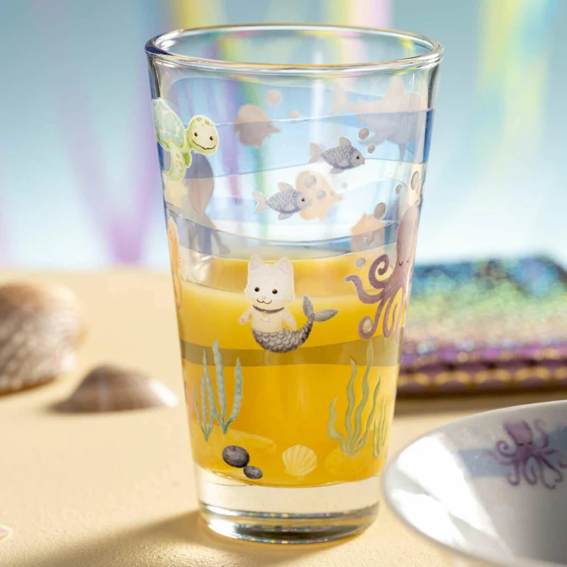 Leonardo Trinkglas Bambini Avventura Meer, Trinkbecher, Kalk-Natron-Glas, Mehrfarbig, 300 ml, 044417