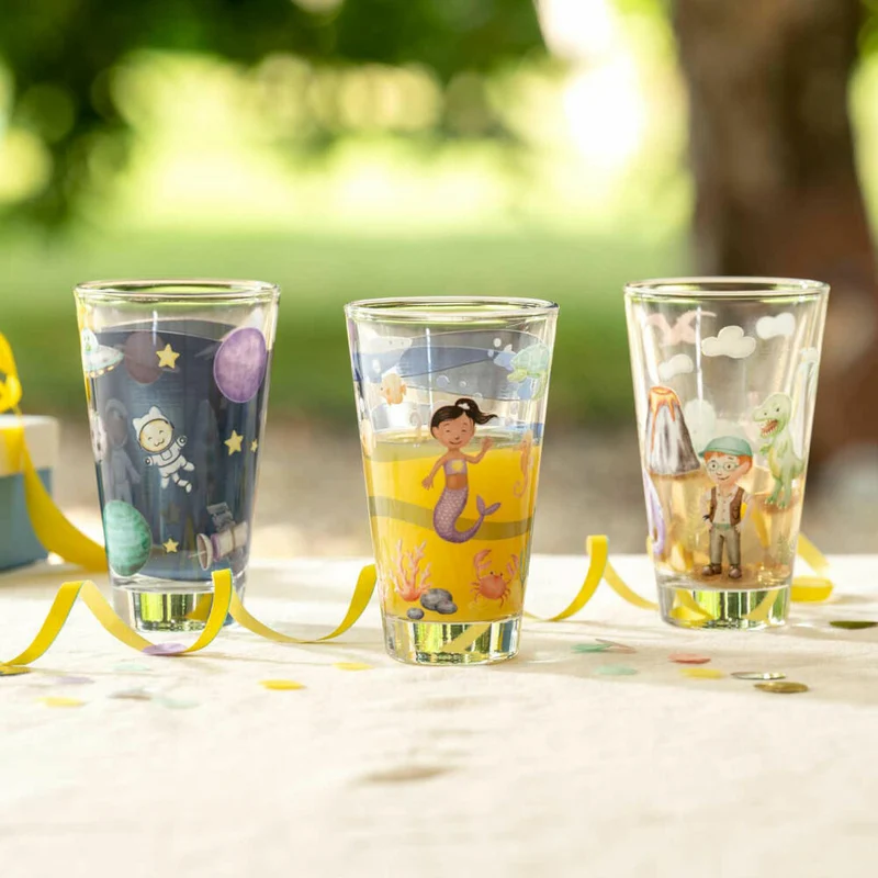 Leonardo Trinkglas Bambini Avventura Meer, Trinkbecher, Kalk-Natron-Glas, Mehrfarbig, 300 ml, 044417