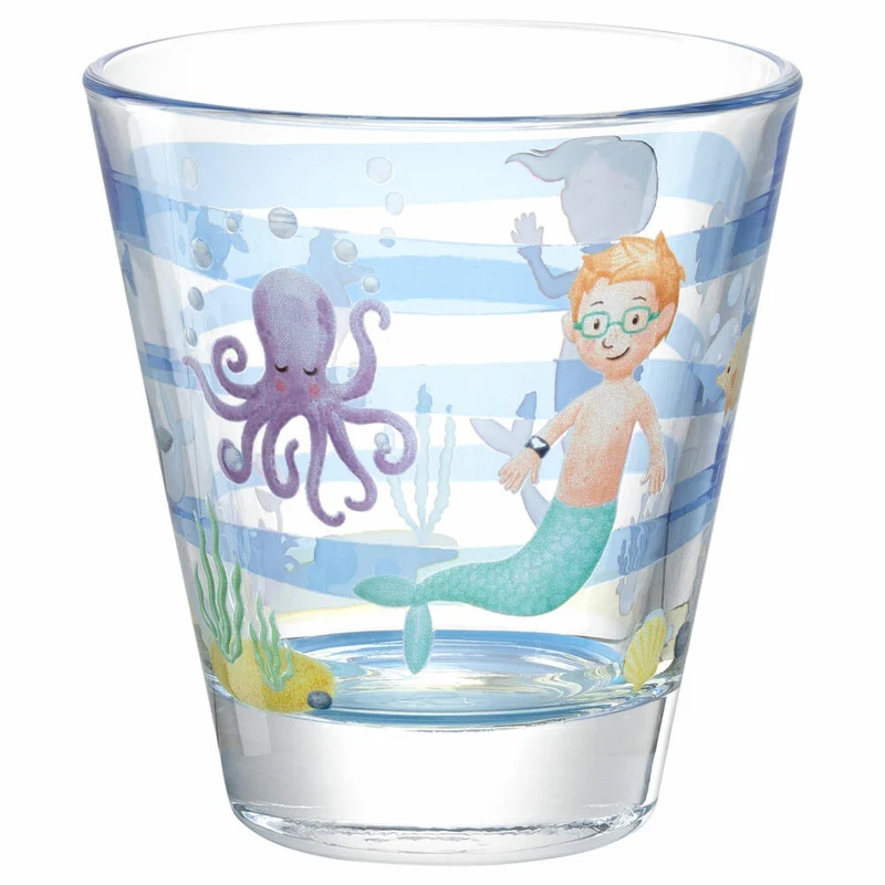 Leonardo Trinkglas Bambini Avventura Meer, Trinkbecher, Kalk-Natron-Glas, Mehrfarbig, 215 ml, 044418