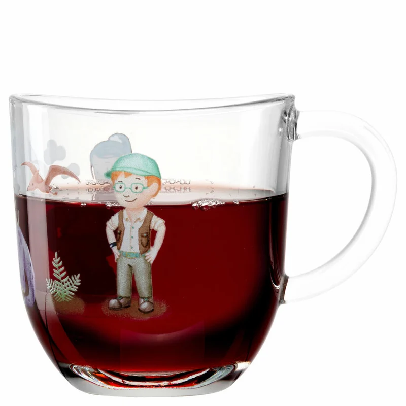 Leonardo Tasse Bambini Avventura Dino, Henkelbecher, Kalk-Natron-Glas, Mehrfarbig, 280 ml, 044424