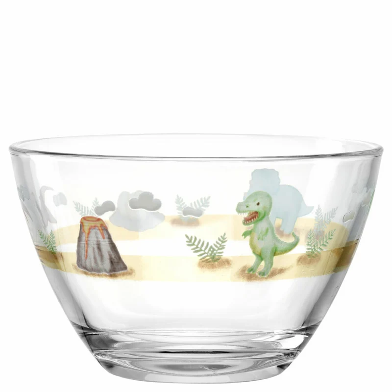 Leonardo Schale Bambini Avventura Dino, Schüssel, Schälchen, Kalk-Natron-Glas, Mehrfarbig, 12 cm, 044425