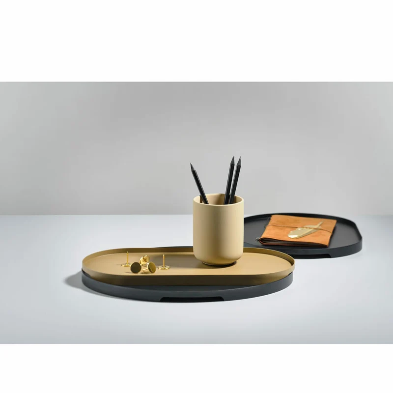 Zone Denmark Tablett Singles, Oval, Serviertablett, Dekotablett, Metall / Eisen, Black, 35 x 23 cm, 12956
