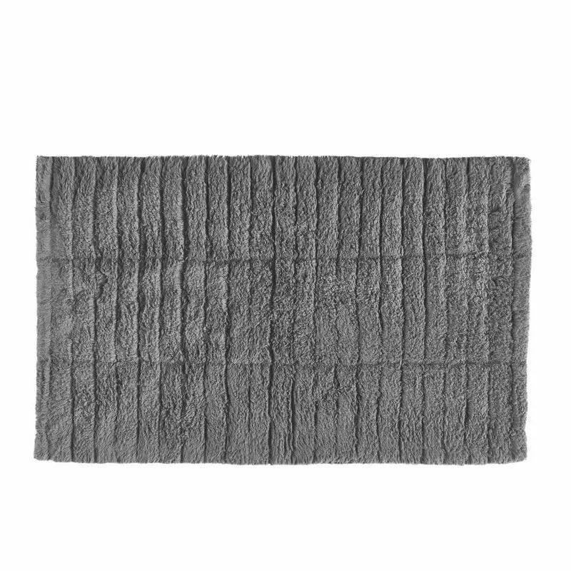 Zone Denmark Badematte Tiles, Badteppich, Badvorleger, Duschvorleger, Baumwolle, Grey, 80 x 50 cm, 13533