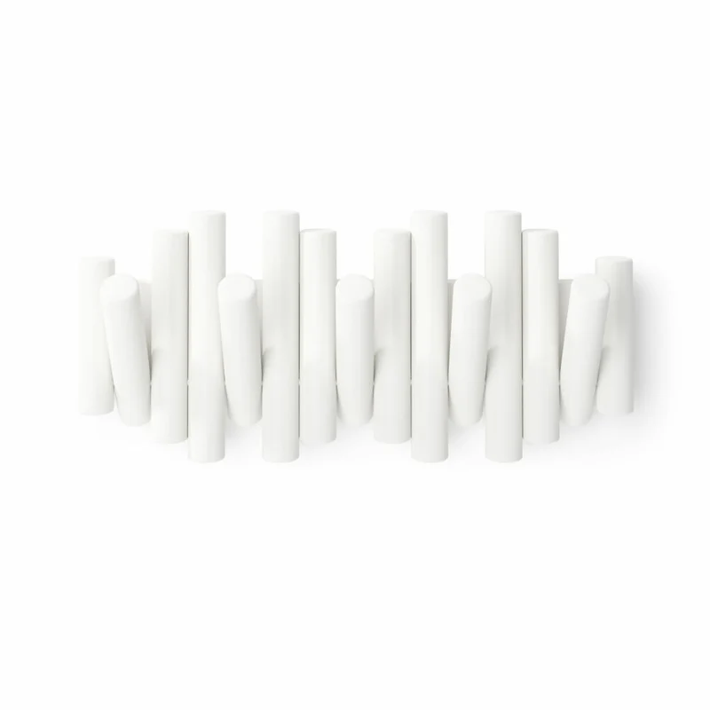 Umbra Garderobenleiste Picket mit 5 Haken, Wandgarderobe, Kiefernholz, Weiß, 38 x 16.5 cm, 1011471-660