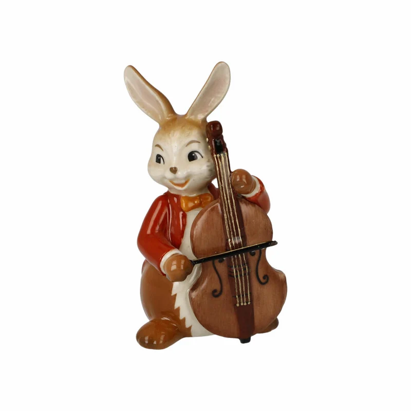 Goebel Figur Hase - Fröhlicher Bassist, Ostern, Steingut, Bunt, 8 cm, 66845801