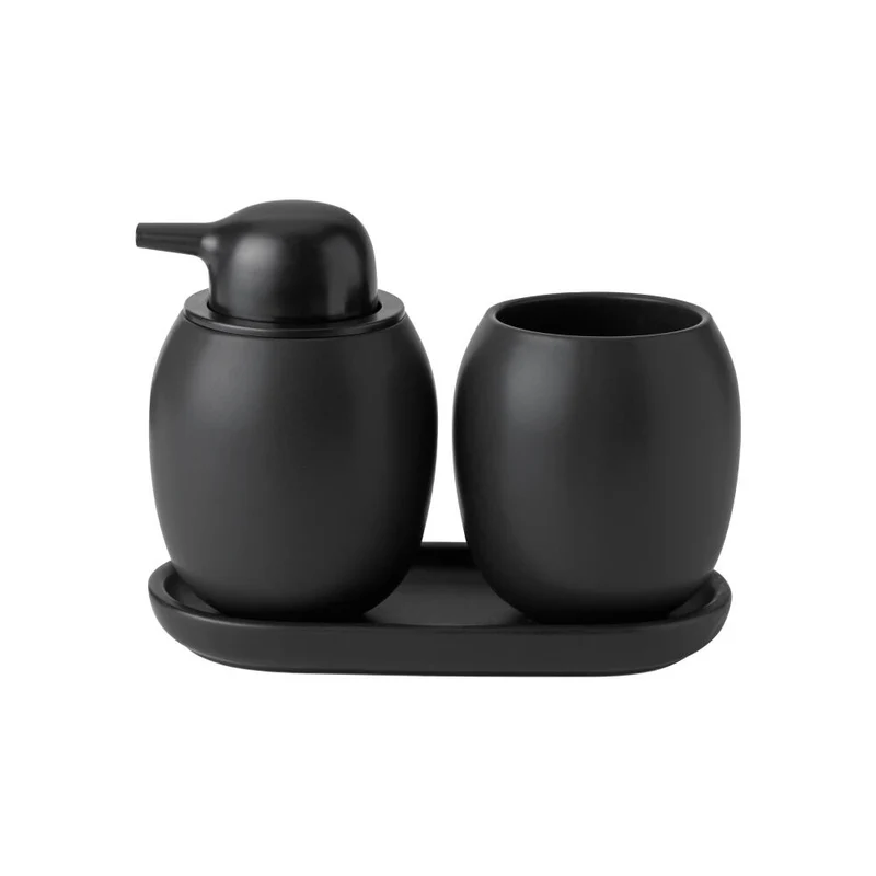 Stelton Spender Fjord, Pumpspender, Steinzeug, ABS Kunststoff, Black, 300 ml, 111
