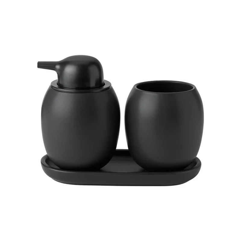 Stelton Zahnbürstenhalter Fjord, Zahnputzbecher, Becher, Steinzeug, Black, 113