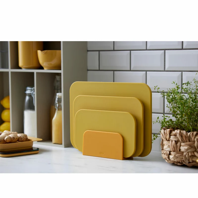Rosti Schneidebrett-Set Choptima 4-tlg., Schneidunterlage, PE-Kunststoff, Curry, 27822