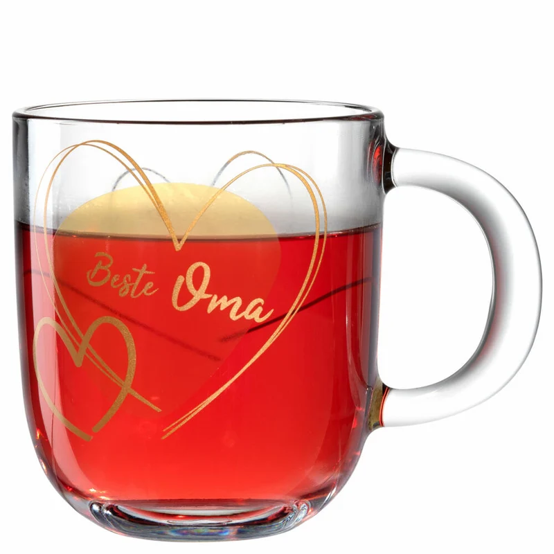 Leonardo Tasse Emozione Beste Oma, Henkelbecher, Kalk-Natron-Glas, Gelb, 400 ml, 033226