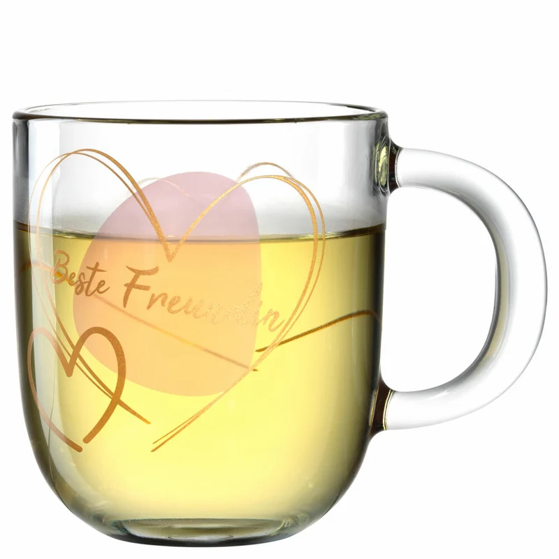 Leonardo Tasse Emozione Beste Freundin, Henkelbecher, Kalk-Natron-Glas, Rose, 400 ml, 033230