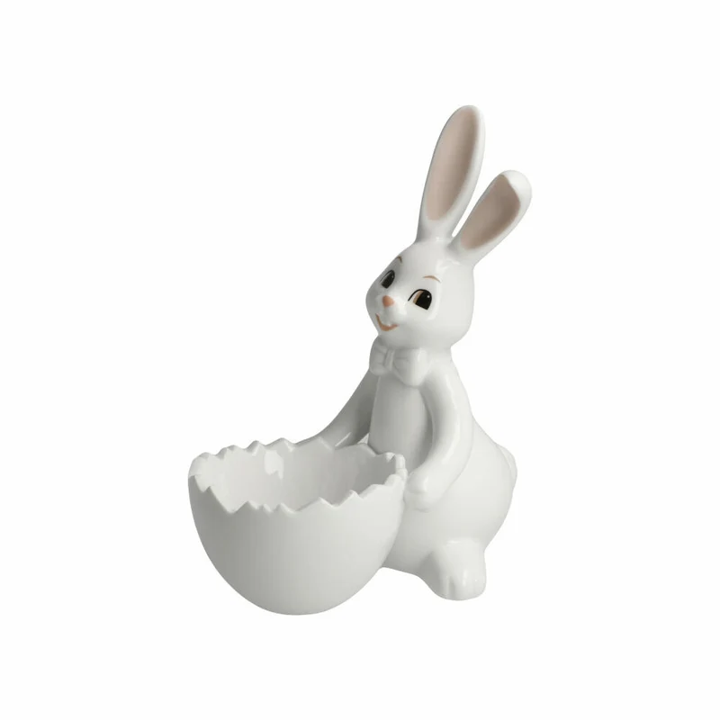 Goebel Figur Hase mit Schale Snow White - Sweet Boy, Porzellan, Bunt, 16 cm, 66845921