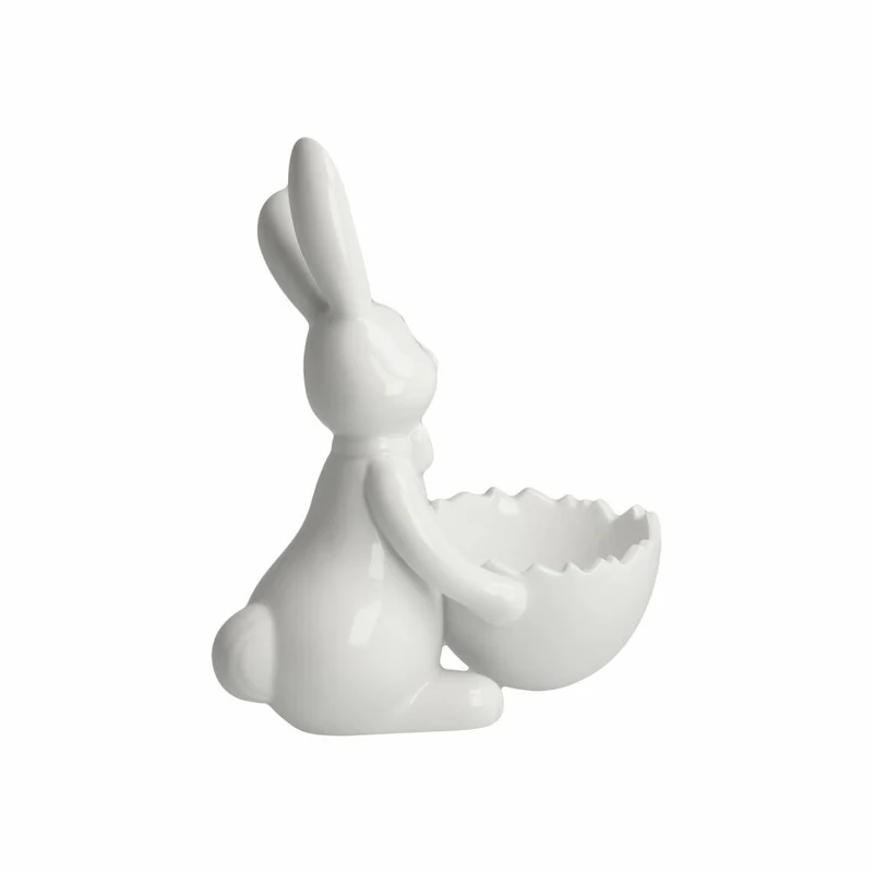 Goebel Figur Hase mit Schale Snow White - Sweet Boy, Porzellan, Bunt, 16 cm, 66845921
