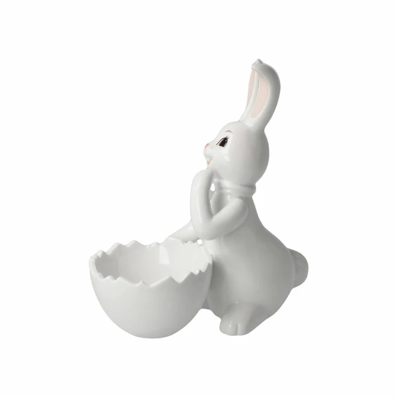 Goebel Figur Hase mit Schale Snow White - Cute Girl, Porzellan, Bunt, 16 cm, 66845931