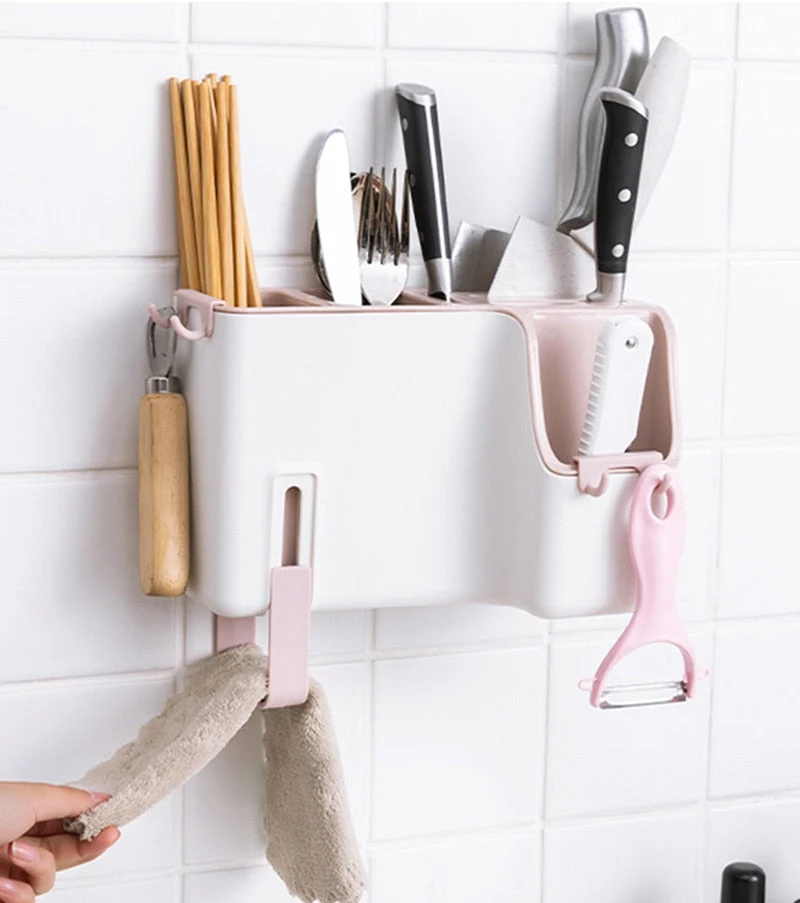Wall-Mounted Kitchen Cutlery Drainer Rack