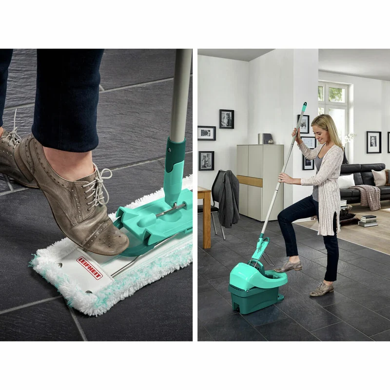 Leifheit Bodenwischer-Set Profi XL Mobile + static plus Bezug, Wischtuchpresse und Wischer, 55168