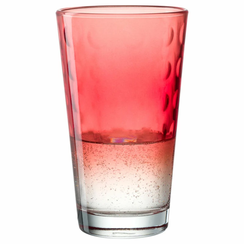 Leonardo Trinkglas Optic, Trinkbecher, Kalk-Natron-Glas, Rot, 540 ml, 023485