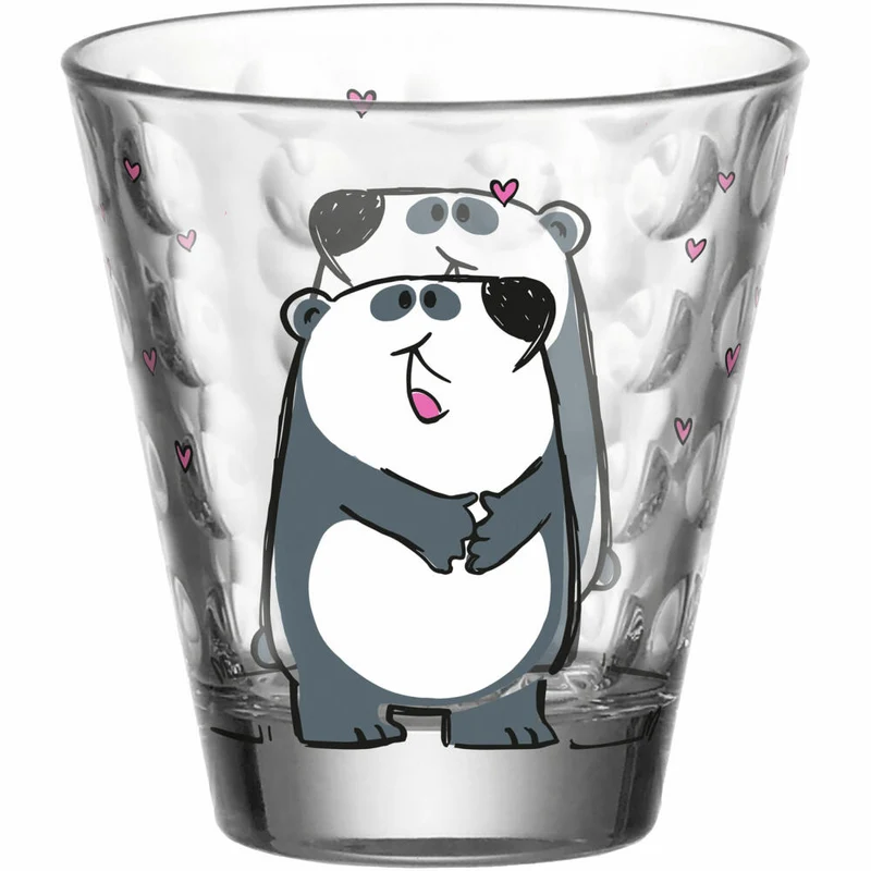 Leonardo Kinderbecher Bambini Optic Panda, Trinkbecher, Kalk-Natron-Glas, Mehrfarbig, 215 ml, 023554
