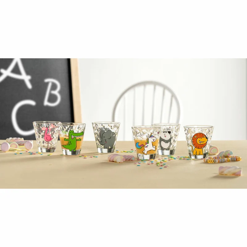 Leonardo Kinderbecher Bambini Optic Panda, Trinkbecher, Kalk-Natron-Glas, Mehrfarbig, 215 ml, 023554