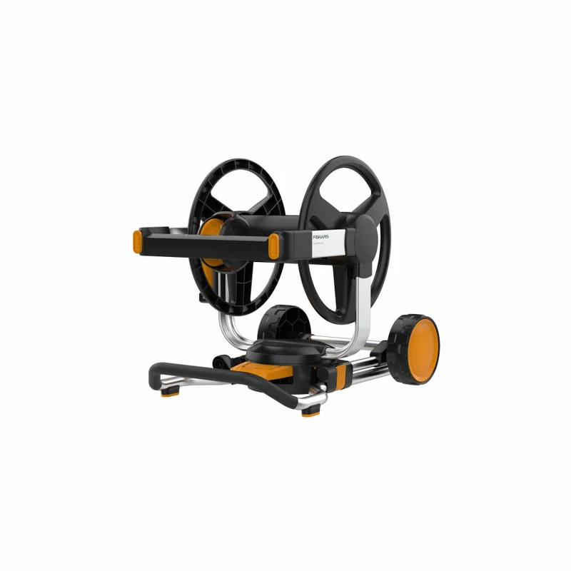 Fiskars Manueller Schlauchhalter Waterwheel XL leer, Kunststoff, Schwarz, Orange, 1062257