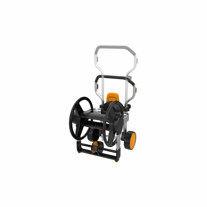 Fiskars Manueller Schlauchhalter Waterwheel XL leer, Kunststoff, Schwarz, Orange, 1062257