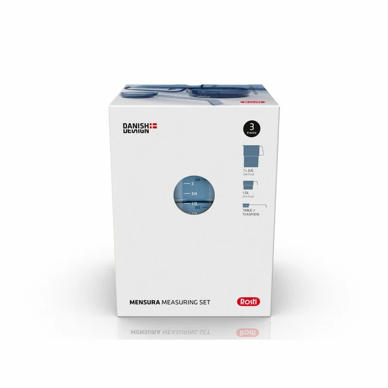Rosti Mess-Set Mensura 3-tlg., 2 Messbecher, Messlöffel, SAN-Kunststoff, Dusty Blue, 25893