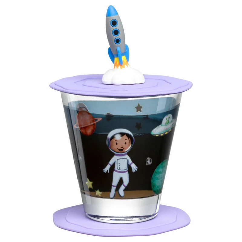 Leonardo Trinkset Bambini Avventura Weltall 3-tlg., Trinkbecher, Kalk-Natron-Glas, Mehrfarbig, 215 ml, 023674