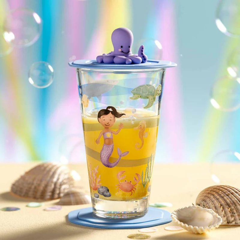 Leonardo Trinkset Bambini Avventura Meer 3-tlg., Trinkbecher, Kalk-Natron-Glas, Mehrfarbig, 300 ml, 023675