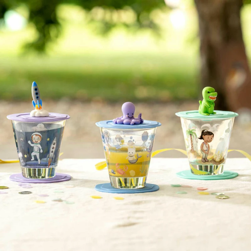 Leonardo Trinkset Bambini Avventura Meer 3-tlg., Trinkbecher, Kalk-Natron-Glas, Mehrfarbig, 215 ml, 023676