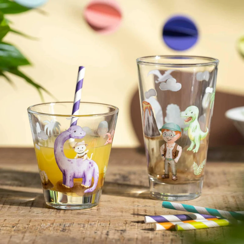 Leonardo Trinkgläser Set Bambini Avventura 6-tlg., Trinkbecher, Kalk-Natron-Glas, Mehrfarbig, 215 ml, 023680