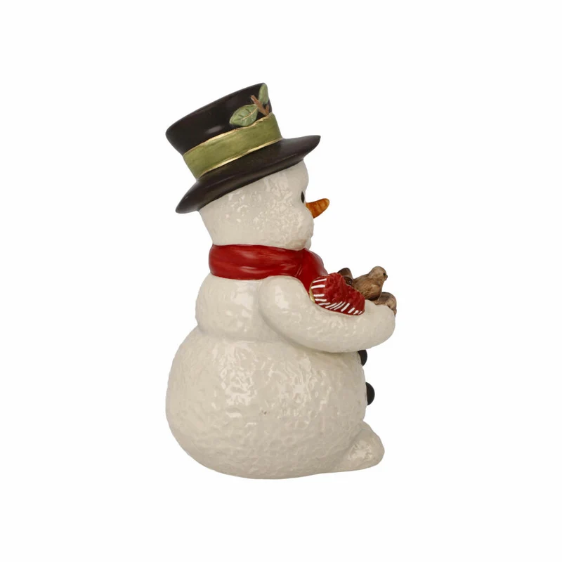 Goebel Figur Schneemann - Zwitscherndes Vogelpaar, Dekofigur, Steingut, Bunt, 12 cm, 66704401