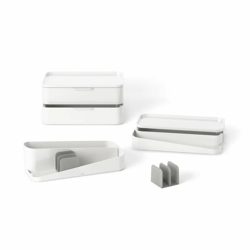 Umbra Kosmetik-Organizer Glam L, modulare Makeup-Aufbewahrung, Kunststoff, Weiß, Grau, 26 x 18 x 25 cm, 1019198-910