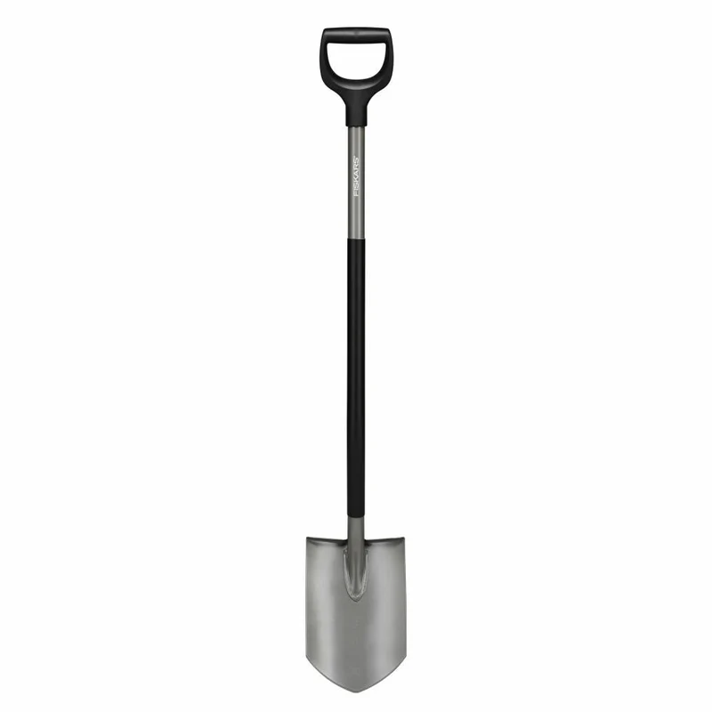 Fiskars Gärtnerspaten Ergonomic spitz, Schaufel, Borstahl, Stahl, Kunststoff, Grau, Schwarz, 125 cm, 1066708