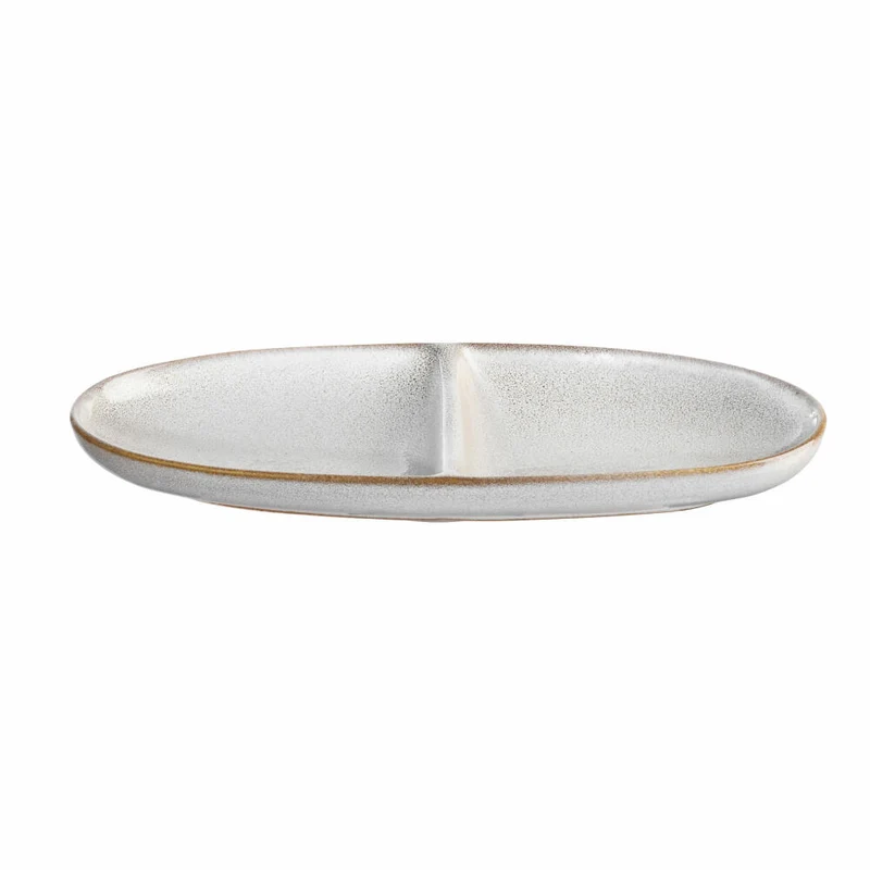 ASA Selection Aperitifteller 2-geteilt oval Sand, Steinzeug, Nude, 20 x 10 cm, 27122107