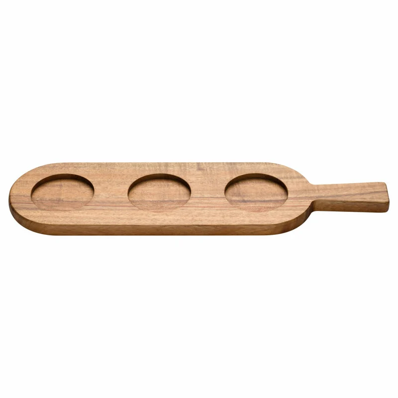 Leonardo Servierbrett für Dipschälchen Matera, Tapasbrett, Akazienholz, Braun, 40 x 11 cm, 023082