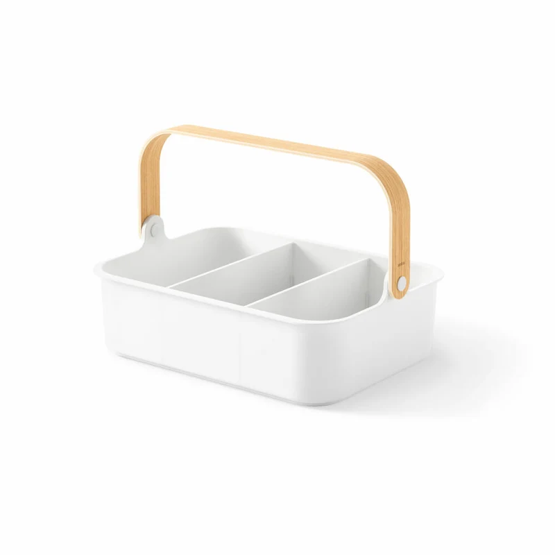 Umbra Organizer Bellwood, Aufbewahrungsbehälter mit Griff, Recyceltes ABS, Weiß, Natur, 36 x 26 x 13 cm, 1019942-668