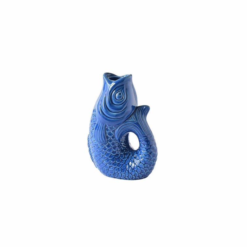 Gift Company Kerzenhalter Monsieur Carafon S, Kerzenständer in Fisch-Form, Steingut, Azure, 16.2 cm, 1055303070